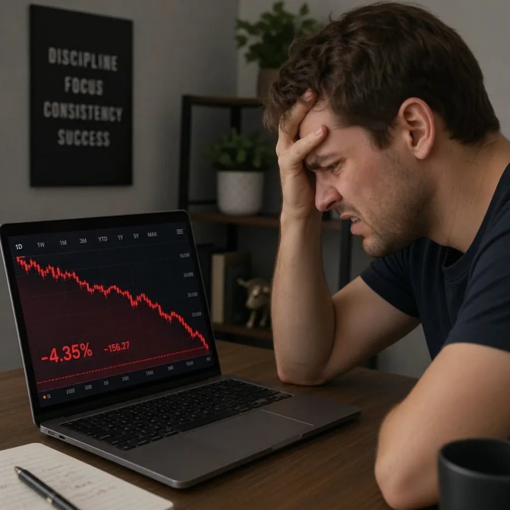 insider-trading-alerts-for-risk-management.webp Frustrated trader looking at a red stock chart on a laptop